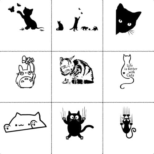 10 Styles Cat Car Stickers Funny Wrap Vinyl Cute For Cars Window Body Decoration to cover scratches Motorcycle Accessories