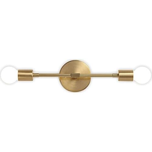 Mid Century Modern Wall Lamp Mounted Sconce 2-Light Minimalist Raw Brass Fixture for Bedroom Vanity Light