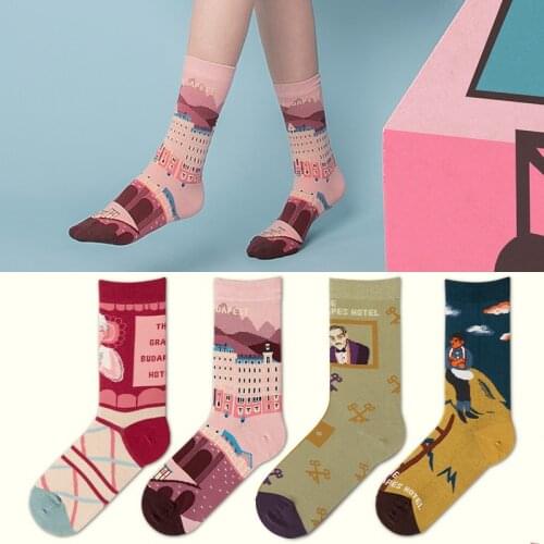 2021 Grand Budapest Hotel Series Ins Original Trendy Socks In Stock Tube Cotton Socks Jacquard Socks
