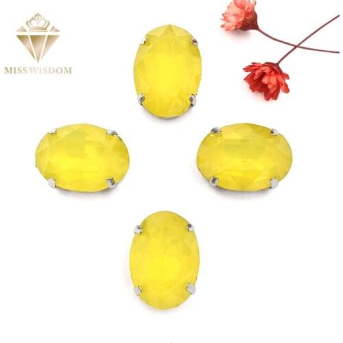NEW Matt Lemon yellow opal oval shape sew on rhinestones with claw flatback Resin loose rhinestones DIY garment Accessories