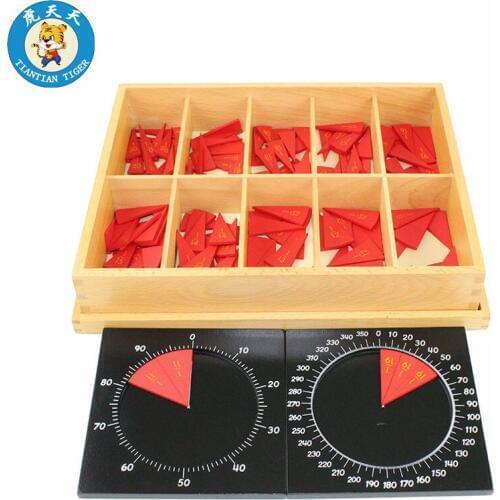 Montessori Teaching Material For Children Cut-Out Labeled Fraction Circles (11-20) With Centesimal Circle & Protractor
