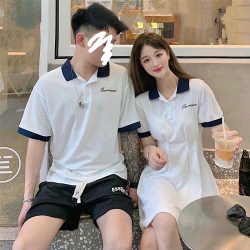 Polo Short Sleeve Preppy Casual Dress couples clothes couples clothing