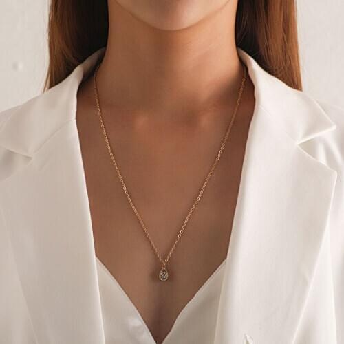Simple Temperament Rhinestone Crystal Water Drop Pendant Necklace for Women Long Chains Geometric Necklace Jewelry Kolye