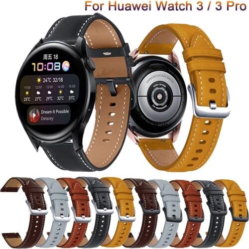 Leather Watchband Strap For Huawei Watch 3 / 3 pro / GT 2 Pro / GT2 46mm Smart Wristband Bracelet Replacement Accessories belt