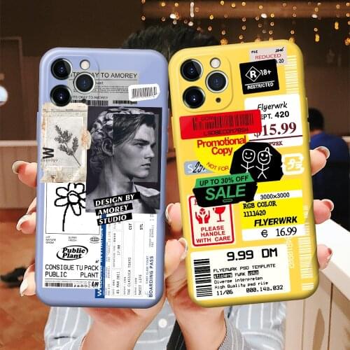 Luxury Fashion Candy Label Straight Edge Phone Cases For iPhone 12 Mini 11 Pro XS Max X XR 7 8 Plus SE 2020 Funda Soft TPU Cover
