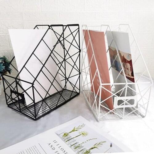 Nordic Minimalist Wrought Iron File Desktop File Storage Rack Magazine Bookend Office Rack Stationery