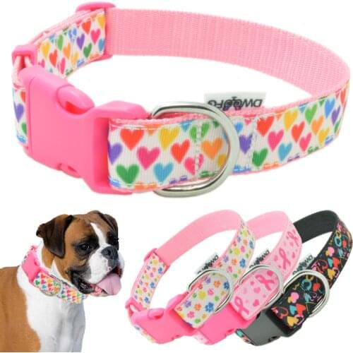 DWOOFG Dog Collar Personalized Pet Collar Adjustable Collar for Small Medium Large Dogs Pitbull Pug Nylon Collar Large