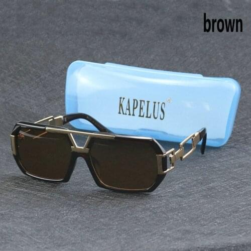KAPELUS Brown square sunglasses New metal frame sunglasses Outdoor radiation protection sunglasses
