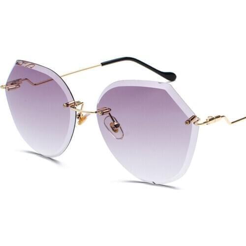 Veshion Oversized Rimless Sunglasses Female Brand Brand High Quality Grandient Pink Women Rimless Sun Glasses Fashion UV400