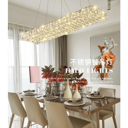 Restaurant light modern minimalist rectangular crystal chandelier creative personality bar lamp living room lamp home led