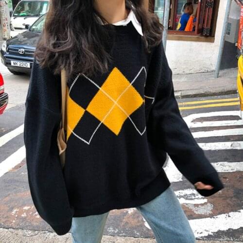 Winter Loose Sweaters Korean Crew Neck Oversized Pullovers Women Clothes Long Sleeve Knitted Sweater High Waist Elastic Jumper