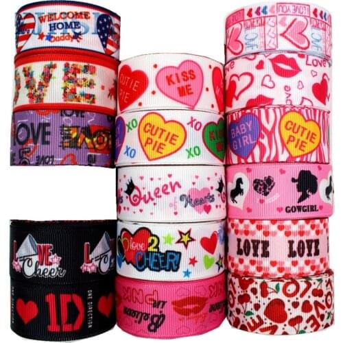 YJHSMY H-17420-1382,10 yards,22 mm Heart Ribbon Thermal transfer Printed grosgrain Wedding DIY Accessories materials gift wrap