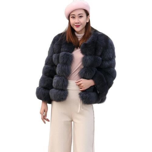Parker leather hair winter fashion womens leather fox fur coat Korean version of the thin round neck short temperament mink coa