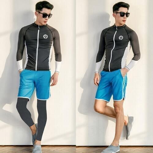 Mens Compression Full Long Swimsuit Surf Bathing Suit GYM Training Clothes Workout Jogging Running Rashguard Tracksuit For Men