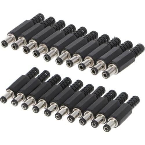 10 Pcs 5.5x2.5mm 5.5x2.1mm Male DC In-Line Plug Socket Jack Connector Adapter Plastic Cover