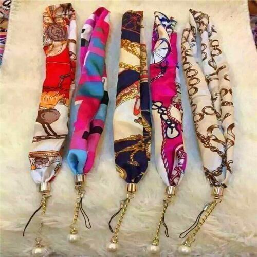 10pcs/lot Phone Neck Strap Lanyard for Keys Hang Chain ID Card Sun Flower Buckle Silk Scarf Flower Print keychain Lanyard