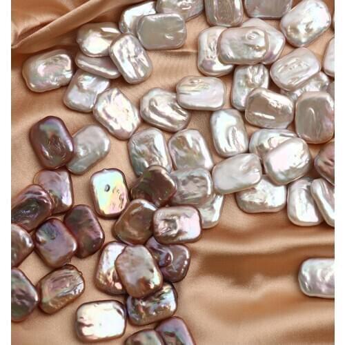 2pieces loose beads white/pinkpurple freshwater pearl square oblong pendant for DIY jewelry making FPPJ wholesale nature