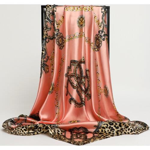 2021 Silk Satin Square Scarf for Women 90*90cm Neck Hair Tie Band Bag Warp Soft Kerchief Muslim Hijab Headscarf Female Foulard