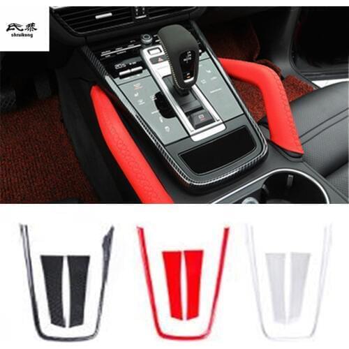 3pcs/lot ABS carbon fiber grain gear panel decoration cover for 2018 2019 2020 Porsche Cayenne 9YA car accessories
