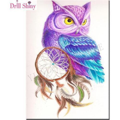 5D Diy Square Diamond Embroidery Painting owl Dream catcher of Cross Stitch Resin Full Diamond Painting owl 3d picture animals