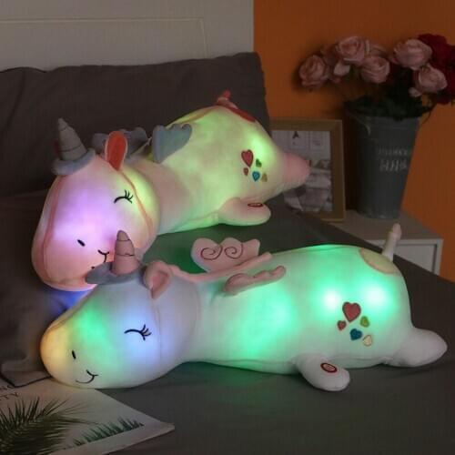 60cm Plush Led Unicorn Toys Light Up Animal Toy Stuffed Illumination Unicorn Pillow Soft Doll for Girl Kids Christmas Gift