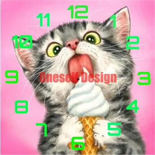 2021new 5d diamond painting full square clock animal cat diamond embroidery full clock decoration home diamond art kit diy frame
