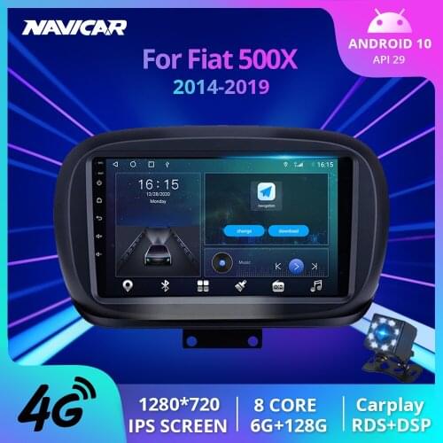 NAVICAR 2Din Android10.0 Car Radio For Fiat 500X 2014 2015 2016-2019 GPS Navigation Stereo Receiver Auto Radio Bluetooth Player