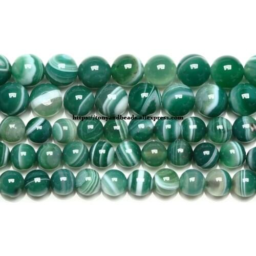 Natural Stone AAAA Quality Green Sardonyx Agates Round Loose Beads 6 8 10 12MM Pick Size For Jewelry Making