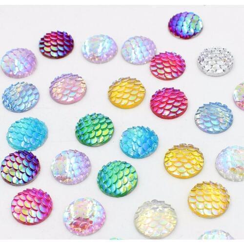 Free Shipping 12mm 50pcs Multi AB Color Snake Scale Design Flatback Resin Round Stone Beads,Flatback Resin Rhinestone For DIY
