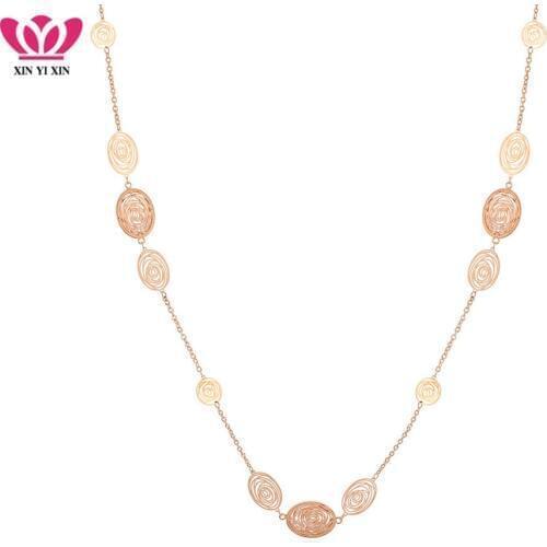 Gold Long Chain Necklaces For Women Vintage Hollow Flower Charms Pendants Necklace Statement Jewelry Birthday Party Gifts Maxi