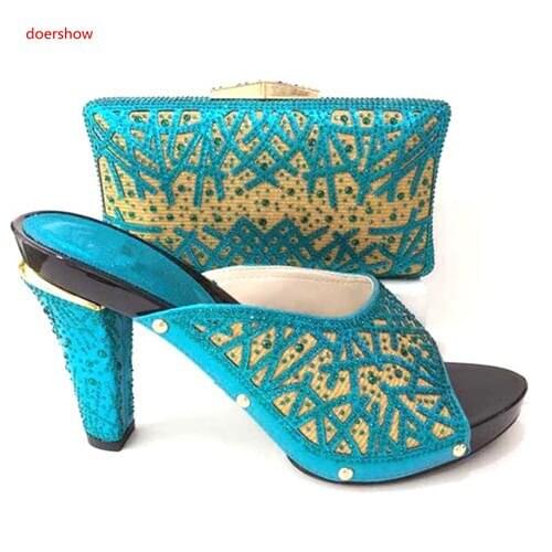 Doershow Ladies Shoes And Bag African Shoe And Bag Set Italian Design Matching shoes and bags italy Shoes HA1-25