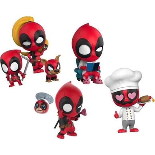 Marvel Action Vision Figure Deadpool Q version Shaking head doll Vehicle accessories