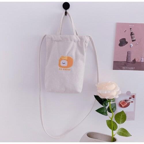 Canvas Totes Purses and Handbags for Women 2021 Fashion Girls Female Shopper Casual New Cartoon Print Crossbody Water bottle Bag