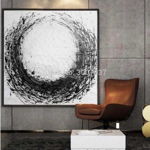 Artist Art High Quality Modern Black and White Oil Painting on Canvas 100%Hand Painted Large Size Abstract Oil Painting