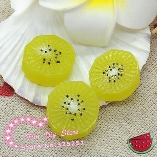 Resin kawaii cute flat kiwi fruit back cabochon 19mm 50pcs