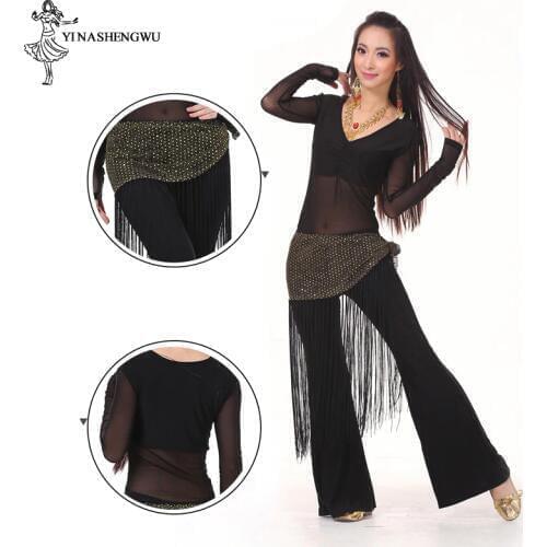 Belly Dance Costume Practice Set Performance Top&Pants&Hip Scarf Indian Dress Lady Belly Dancing Dance Wear Professional