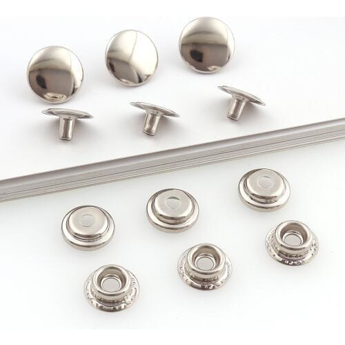 50sets 13mm Metal Press Studs Sewing Button Snap Buttons Fasteners Sewing Leather Craft Clothes Bags Garment Silver Decoration