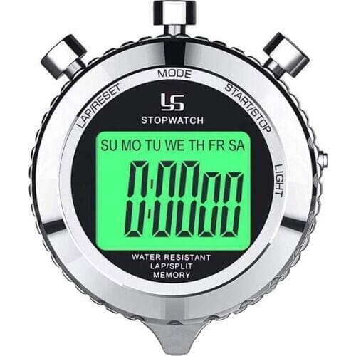 YS Digital Stopwatch Timer Metal Stop Watch with Backlight, 2 Lap Stopwatch Timer for Sports Competition