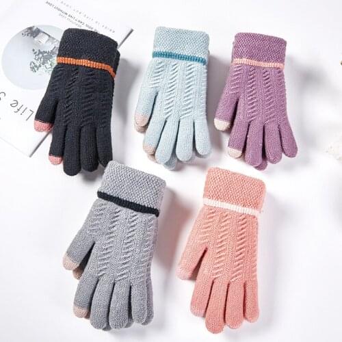 Fashion Touchscreen Mittens Womens Winter Warm Outdoor Sport Warm Gloves Female Girl Soft Mobile Phone Knit Gloves ST19093001