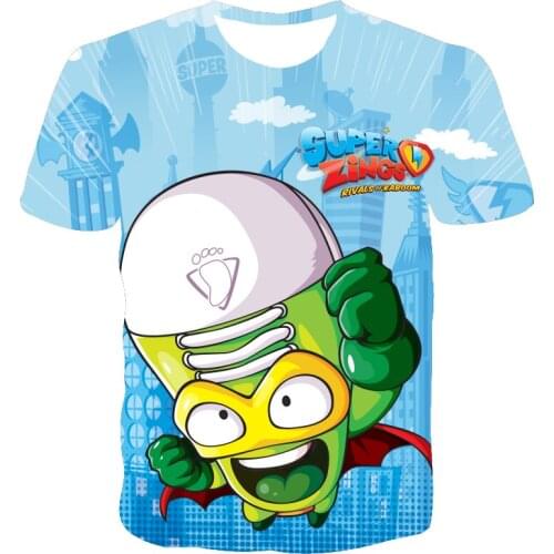 Super Zings Youth Short-Sleeved T-shirt New Summer O-neck Shirt Anime Fun Street Fashion Fashion Clothes Tops Men’s Clothing