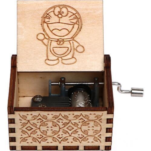 Doraemon Wooden Hand-Cranked Music Box Wood Gift Caja Musical Box Christmas Gift Birthday Gift