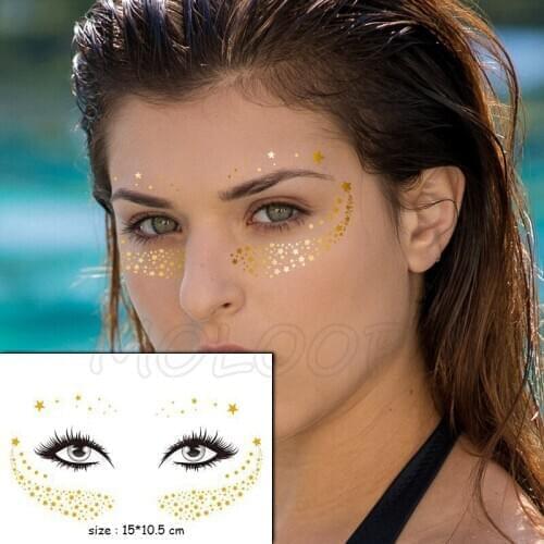 New Gold Face Dot Star Temporary Tattoo Waterproof Blocked Freckles Makeup Stickers Eye Decal Body Art for Girl Kid 02