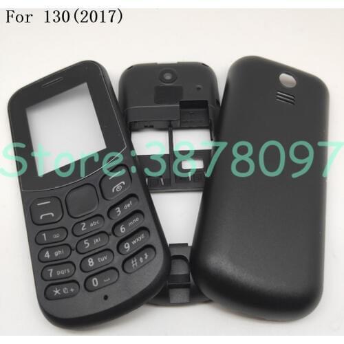 Original For Nokia 130 2017 TA-1017 New Full Complete Mobile Phone Housing Facing Case+battery Back door +English Keyboard+Logo
