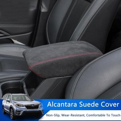 QHCP Car Armrest Storage Box Covers Gear Knob Cover Steering Wheel Sleeve Suede Leather Dashboard For Subaru Forester 2019-2021