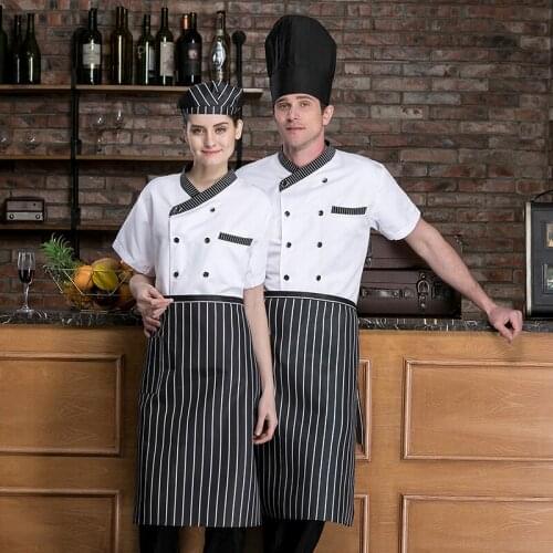 Canteen Catering Restaurant Men and Women Master Chef Uniform Bakery Short Sleeve Kitchen Cook Jacket Barber Shop Workwear Shirt