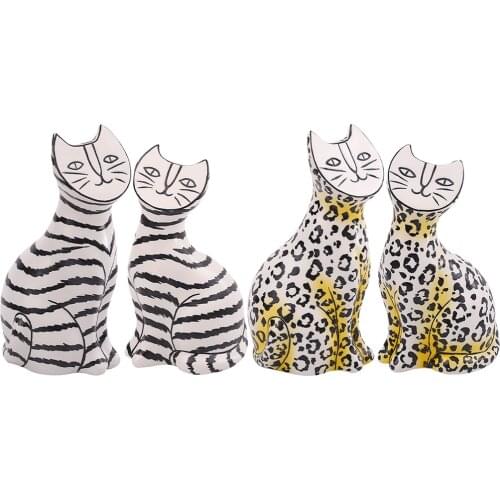 Nordic Ceramic Cat Figurine Desktop Sculpture for Home Office Decor Artwork