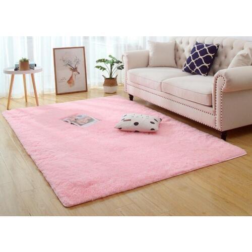 Nordic Pink Living Room Carpet Long Hair Bedside Blanket Living Room Coffee Table Rug Girl Room Bedroom Floor Mat Non-slip Rug