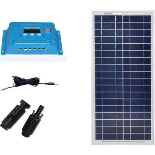 Solar Kit For Home 12v 20w Solar PWM Controller 12v/24v 10A Solar LED Autocaravanas Motorhome Boat Battery 12v RV Motorhome