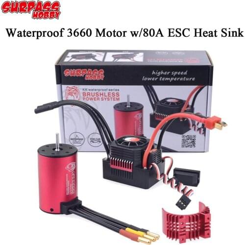 SURPASSHOBBY KK Waterproof Combo 3660 5.0mm 1750KV 2200KV 2600KV 3100KV 3300KV 3500KV Brushless Motor w/Heat sink 80A ESC