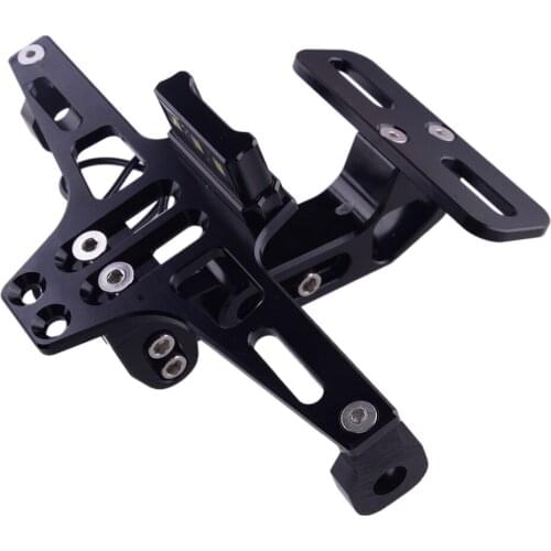 Universal Motorcycle License Plate Holder Rear Tail Tidy Fender Frame Eliminator Number Bracket Adjustable Angle Aluminum Alloy